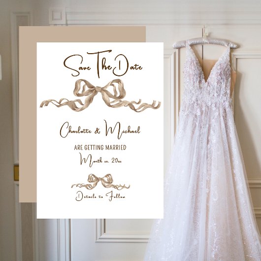 Elegant Romantic Ribbon Wedding セーブザデート