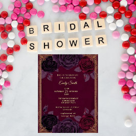 Elegant Romantic Roses Gothic Bridal Shower 招待状