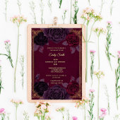 Elegant Romantic Roses Gothic Bridal Shower 招待状