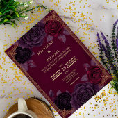 Elegant Romantic Roses Gothic Wedding Invitation 招待状