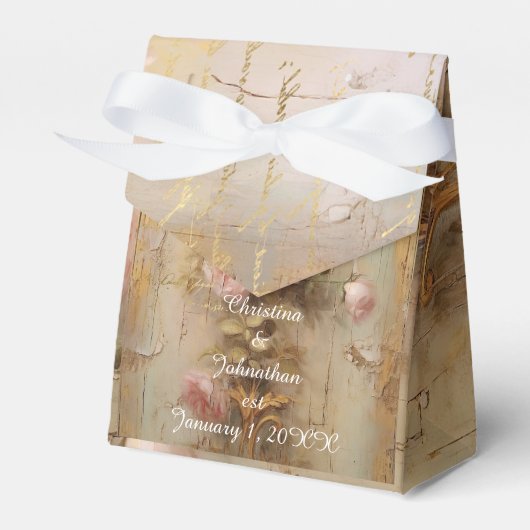 Elegant Romantic Roses Wedding Favor Boxes フェイバーボックス (正面サイド)