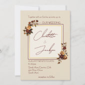 Elegant Romantic Rusty Rose Autumn Wedding 招待状 (正面)
