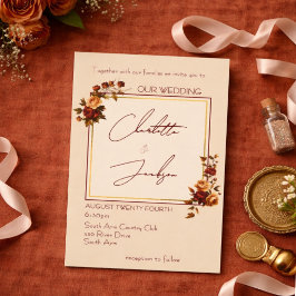 Elegant Romantic Rusty Rose Autumn Wedding 招待状