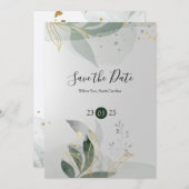 Elegant Romantic Sage Floral Watercolor Wedding 招待状 (正面/裏面)