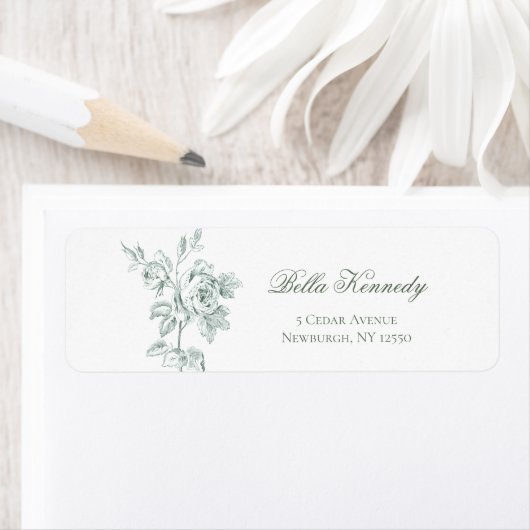 Elegant Romantic Sage Green Rose ラベル (インサイチュ)