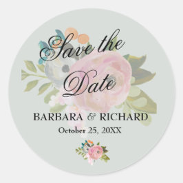 Elegant Romantic Save the Date Envelope Seal ラウンドシール