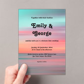 Elegant Romantic Sunset Blue Sky Beach Wedding アクリル招待状 (インサイチュ (ポータブル))