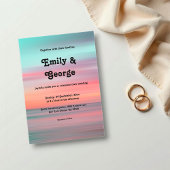 Elegant Romantic Sunset Blue Sky Beach Wedding アクリル招待状
