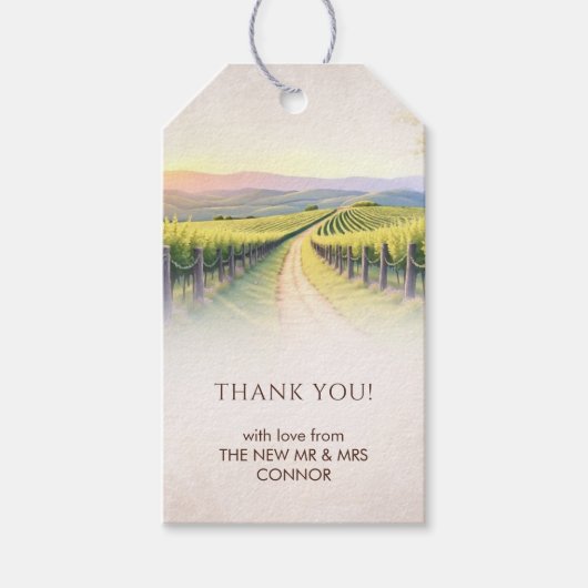 Elegant Romantic Vineyard Rustic Wedding ギフトタグ (正面)