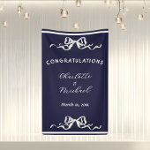 Elegant Romantic Wedding Navy Bow Congratulations  横断幕