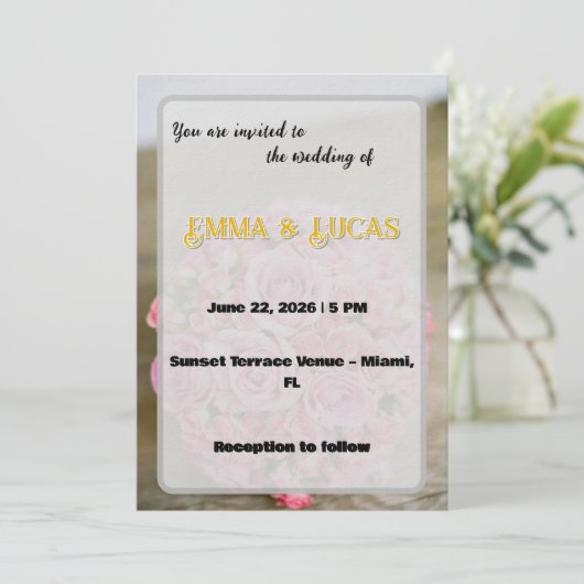 Elegant Romantic Wedding with Floral Ocean 招待状 (スタンド正面)