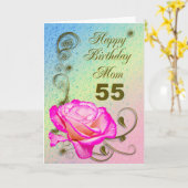 Elegant rose 55th birthday card for Mom カード (黄色い花)