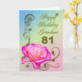 Elegant rose 81st birthday card for Grandma カード (黄色い花)
