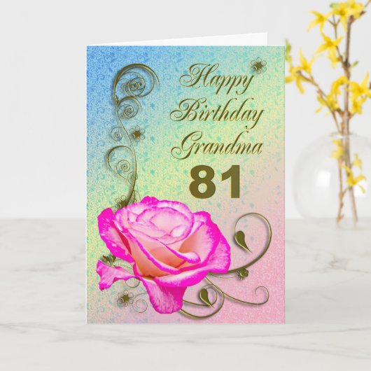 Elegant rose 81st birthday card for Grandma カード (黄色い花)
