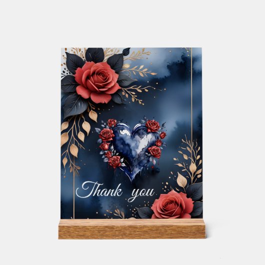 Elegant rose arrangement with golden foliage  アクリルサイン (正面)