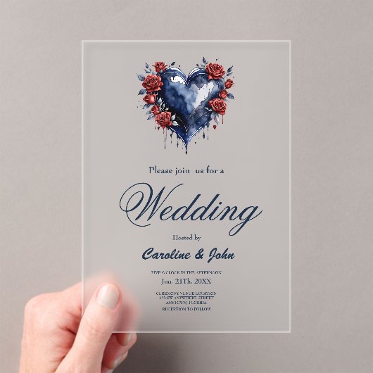 Elegant rose arrangement with golden foliage アクリル招待状 (インサイチュ (ポータブル))