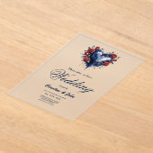 Elegant rose arrangement with golden foliage アクリル招待状 (レイダウン)