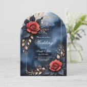 Elegant rose arrangement with golden foliage  招待状 (スタンド正面)