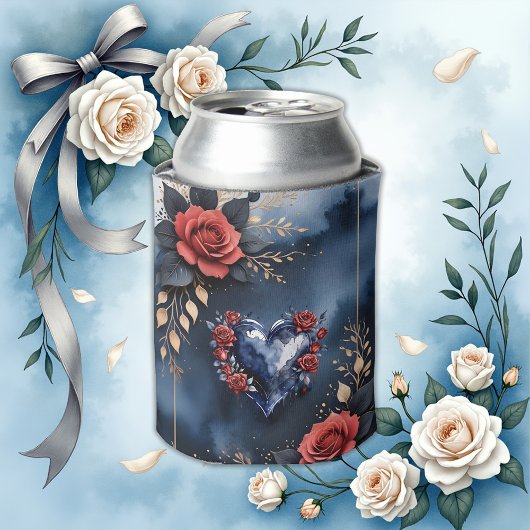 Elegant rose arrangement with golden foliage  缶クーラー