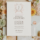 Elegant Rose Blush Floral Crest Wedding 招待状