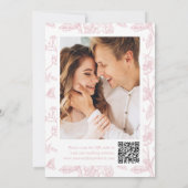 Elegant Rose Chinoiserie Floral QR Code Wedding セーブザデート (裏面)