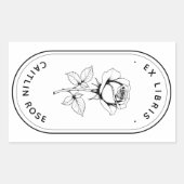 Elegant Rose Ex Libris Bookplate Labels - Custom 長方形シール (正面)