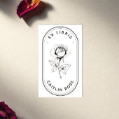 Elegant Rose Ex Libris Bookplate Labels - Custom 長方形シール