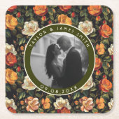 Elegant Rose Fancy Wedding Coaster スクエアペーパーコースター (正面)