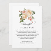 Elegant Rose Floral Funeral Thank You サンキューカード (正面/裏面)