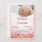 Elegant Rose Floral Wedding Invitation  招待状 (正面)