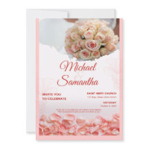 Elegant Rose Floral Wedding Invitation 