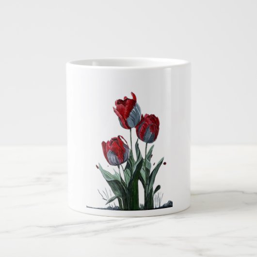 Elegant Rose Flower Mug – Timeless Floral Design ジャンボコーヒーマグカップ (正面)