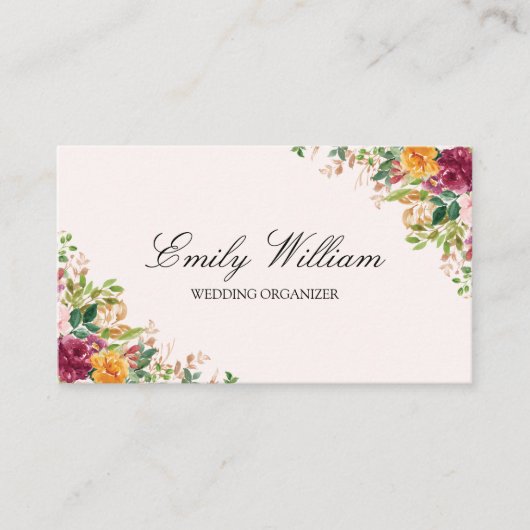 Elegant Rose Flowers Floral Botanical 名刺 (正面)