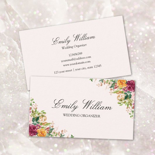 Elegant Rose Flowers Floral Botanical 名刺