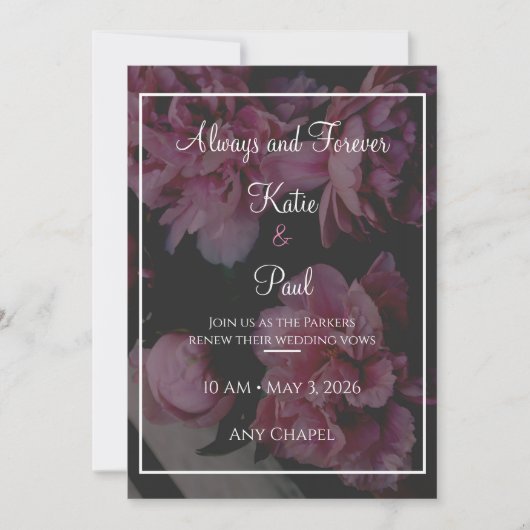 Elegant Rose Flowers Wedding invitation 招待状 (正面)