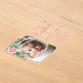 Elegant Rose Garden - Girl Baptism  アクリル招待状 (レイダウン)