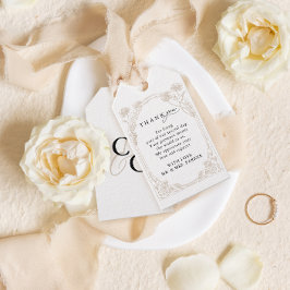 Elegant Rose Garden Trellis Calligraphy Thank you ギフトタグ