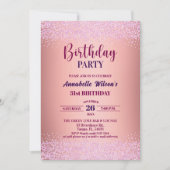 Elegant Rose Glitter Metallic Pink 31st Birthday  招待状 (正面)