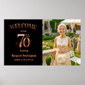 Elegant Rose Gold 70th Birthday Party Welcome ポスター (正面)