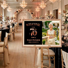 Elegant Rose Gold 70th Birthday Party Welcome ポスター