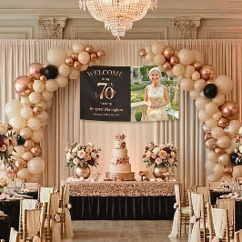 Elegant Rose Gold 70th Birthday Party Welcome 横断幕