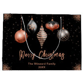 Elegant Rose Gold and Black Ornament Christmas ラージペーパーバッグ (裏面)