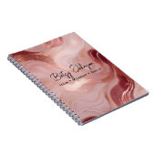 Elegant Rose Gold and Glitter Marbled ノートブック (右側)