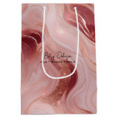 Elegant Rose Gold and Glitter Marbled ミディアムペーパーバッグ (裏面)