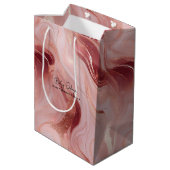 Elegant Rose Gold and Glitter Marbled ミディアムペーパーバッグ (裏面アングル)