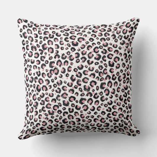Elegant Rose Gold Black Leopard Pattern クッション (裏面)