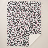 Elegant Rose Gold Black Leopard Pattern シェルパブランケット (正面)