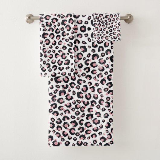 Elegant Rose Gold Black Leopard Pattern バスタオルセット (インサイチュ)