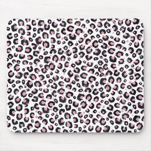 Elegant Rose Gold Black Leopard Pattern マウスパッド (正面)