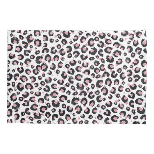 Elegant Rose Gold Black Leopard Pattern 枕カバー (裏面-左)